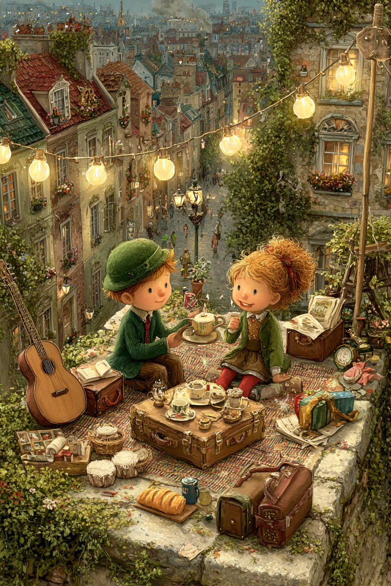 Image Generation - Moonlight Roof Tea Party