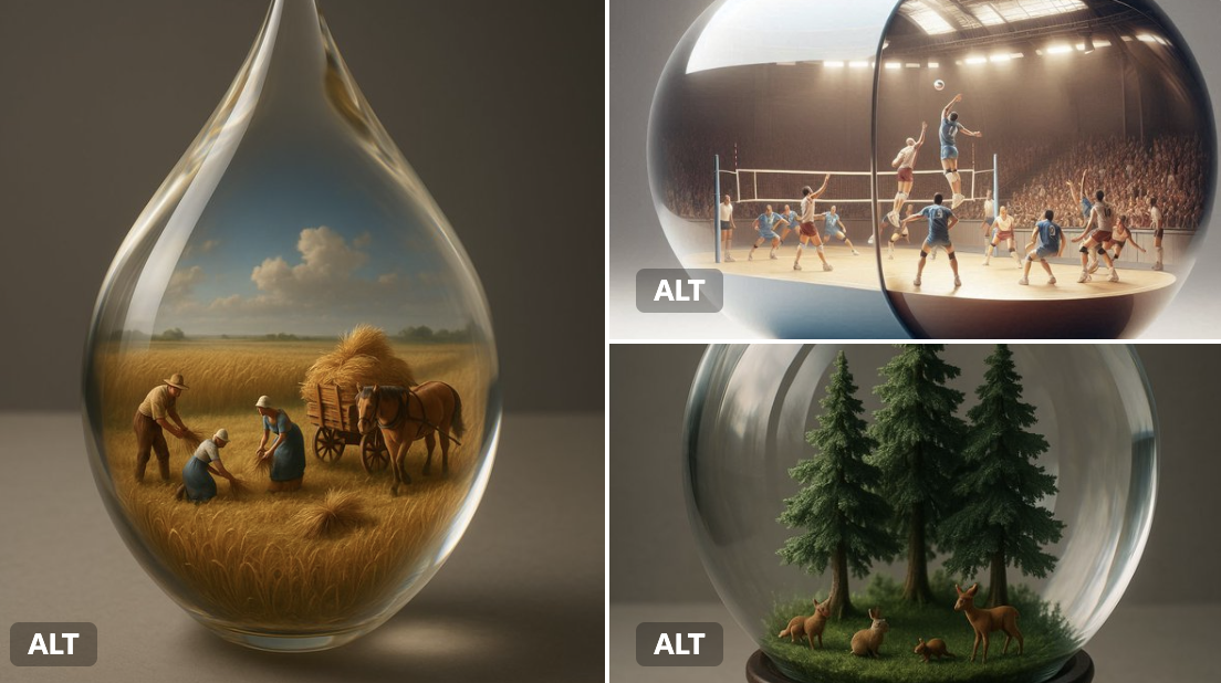 There is a miniature 3D world in the transparent container