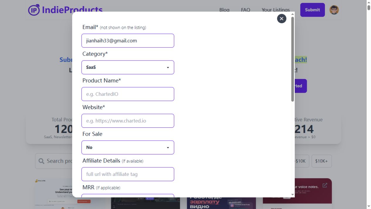 Submission step 2