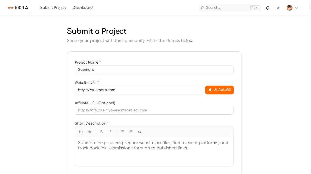 Submission step 1