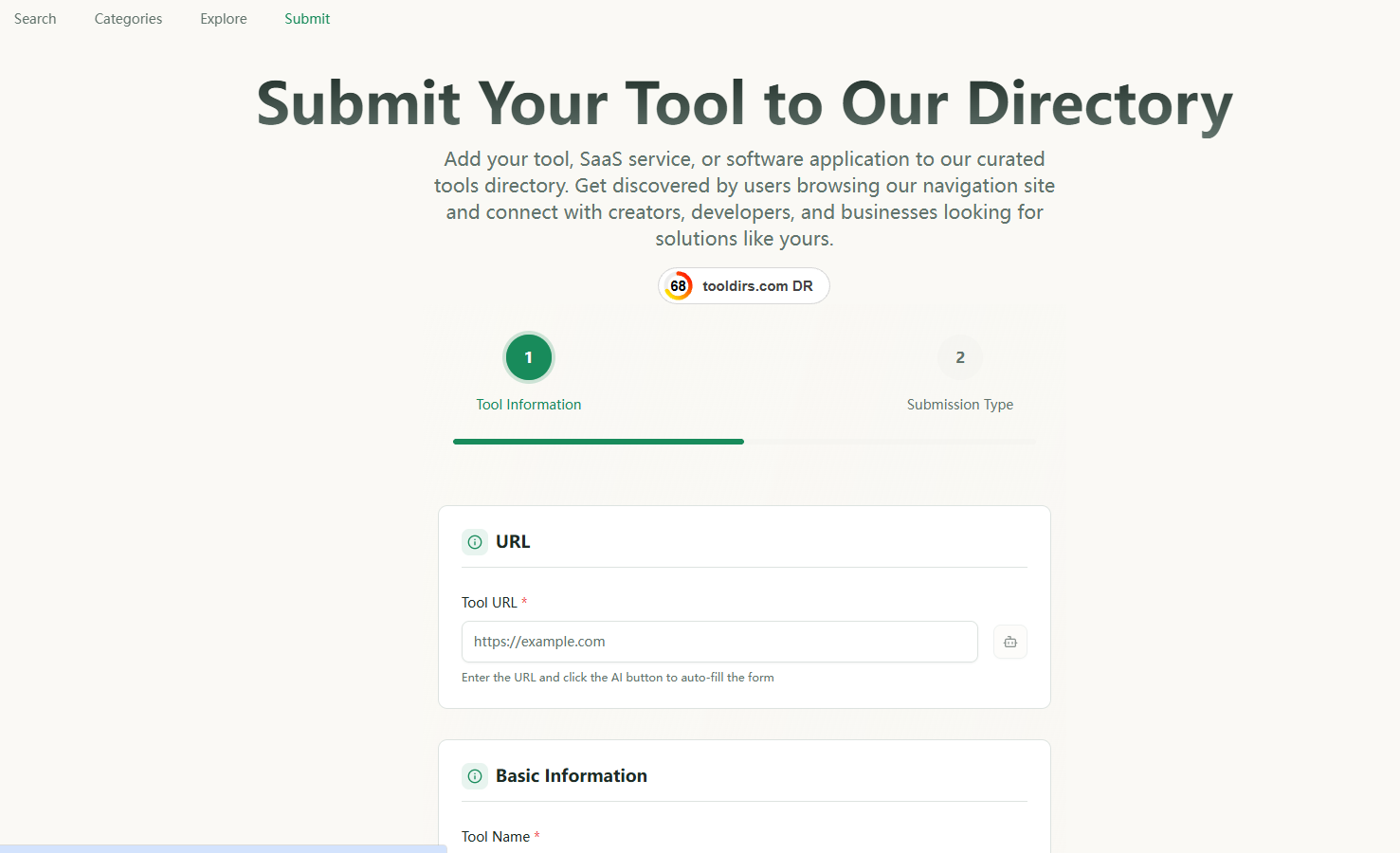 Submission step 1