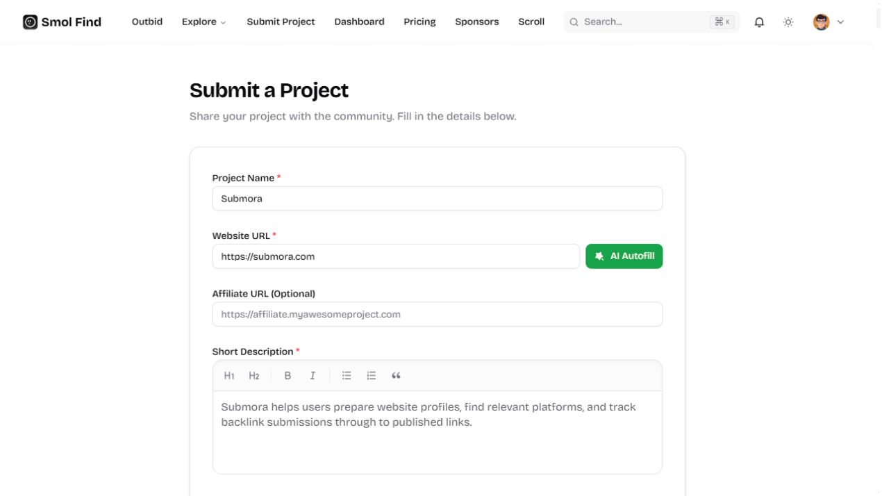 Submission step 1
